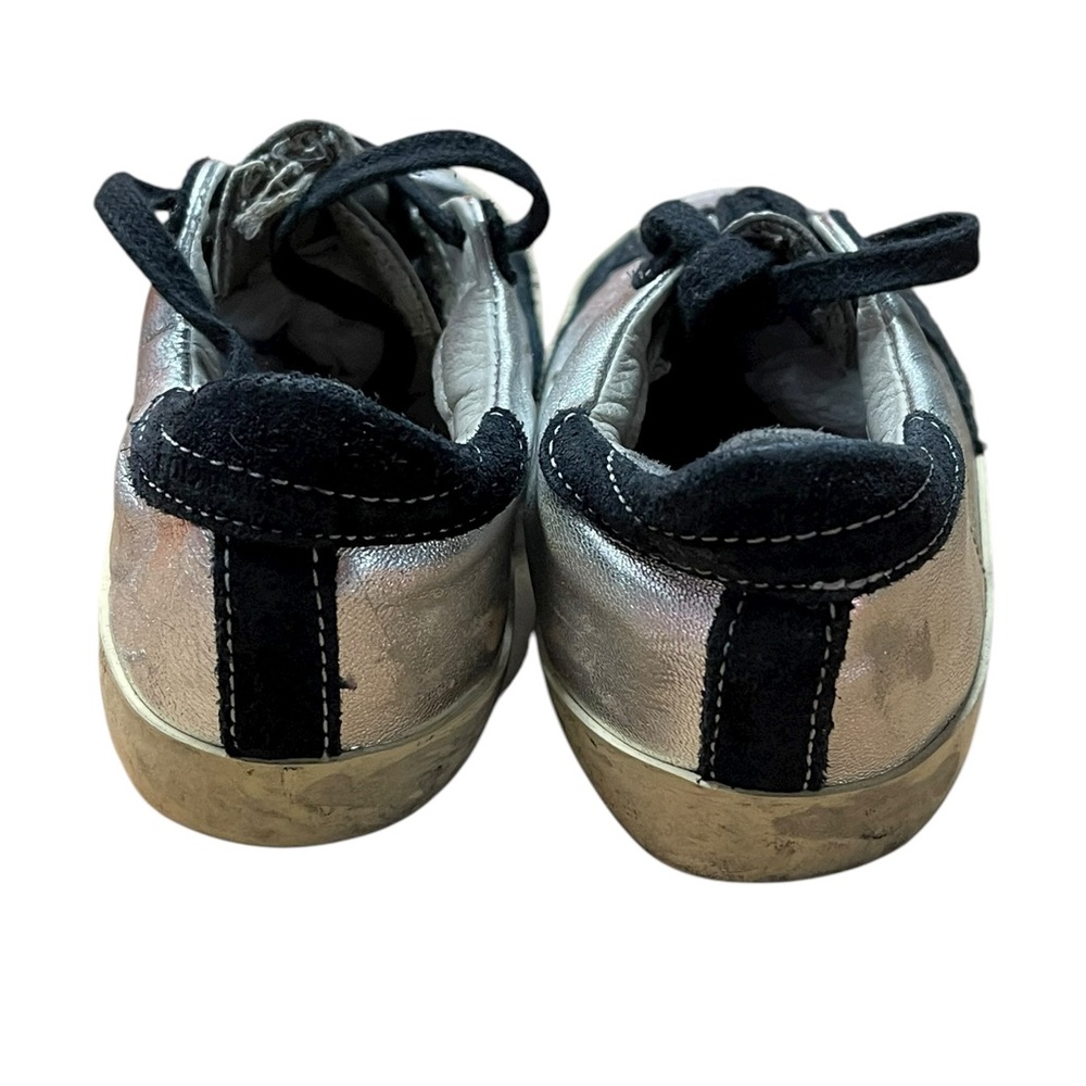 Golden Goose Super-Star Kids Silver and Black Star Sneakers Size:30 - Picture 5 of 10